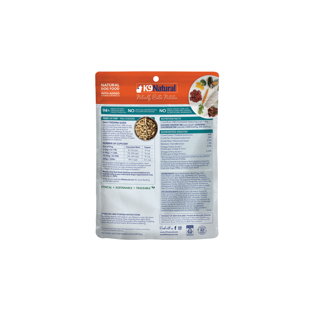 K9 Natural Freeze-Dried Beef & Hoki Feast for Dogs – 100g / 500g / 1.8kg / 3.6kg