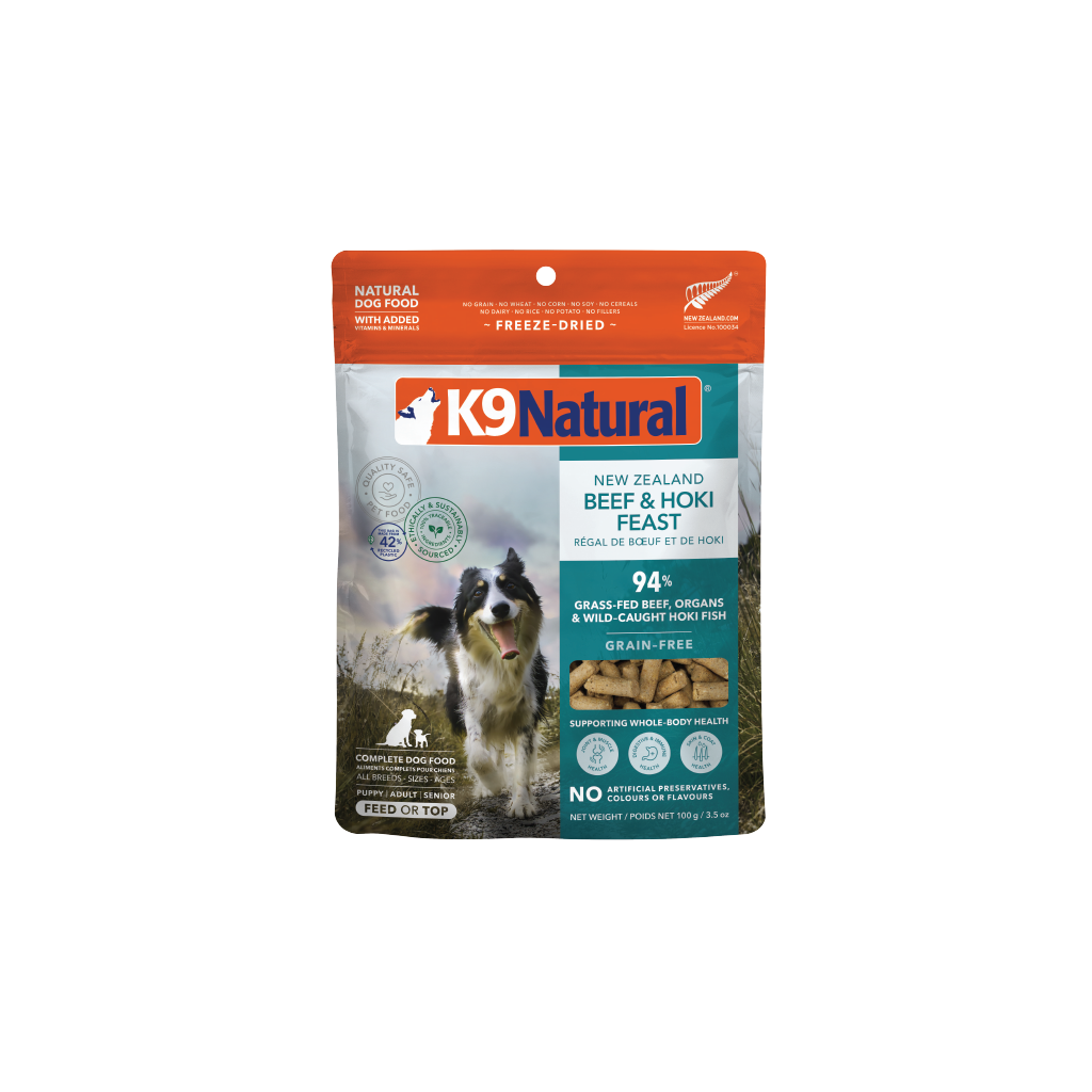 K9 Natural Freeze-Dried Beef & Hoki Feast for Dogs – 100g / 500g / 1.8kg / 3.6kg