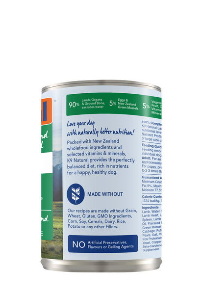 K9 Natural Canned Lamb Feast for Dogs – 370g (12 Cans)