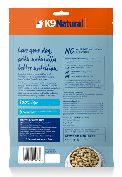 K9 Natural Freeze-Dried Beef Green Tripe Booster for Dogs – 75g / 250g