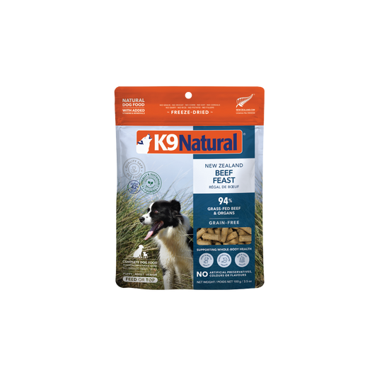 K9 Natural Freeze-Dried Beef Feast for Dogs – 142g / 500g / 1.8kg / 3.6kg