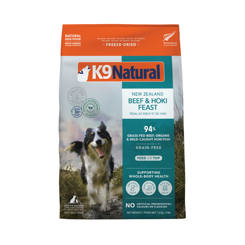 K9 Natural Freeze-Dried Beef & Hoki Feast for Dogs – 100g / 500g / 1.8kg / 3.6kg