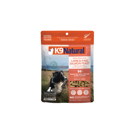 K9 Natural Freeze-Dried Lamb & King Salmon Feast for Dogs – 100g / 500g / 1.8kg / 3.6kg