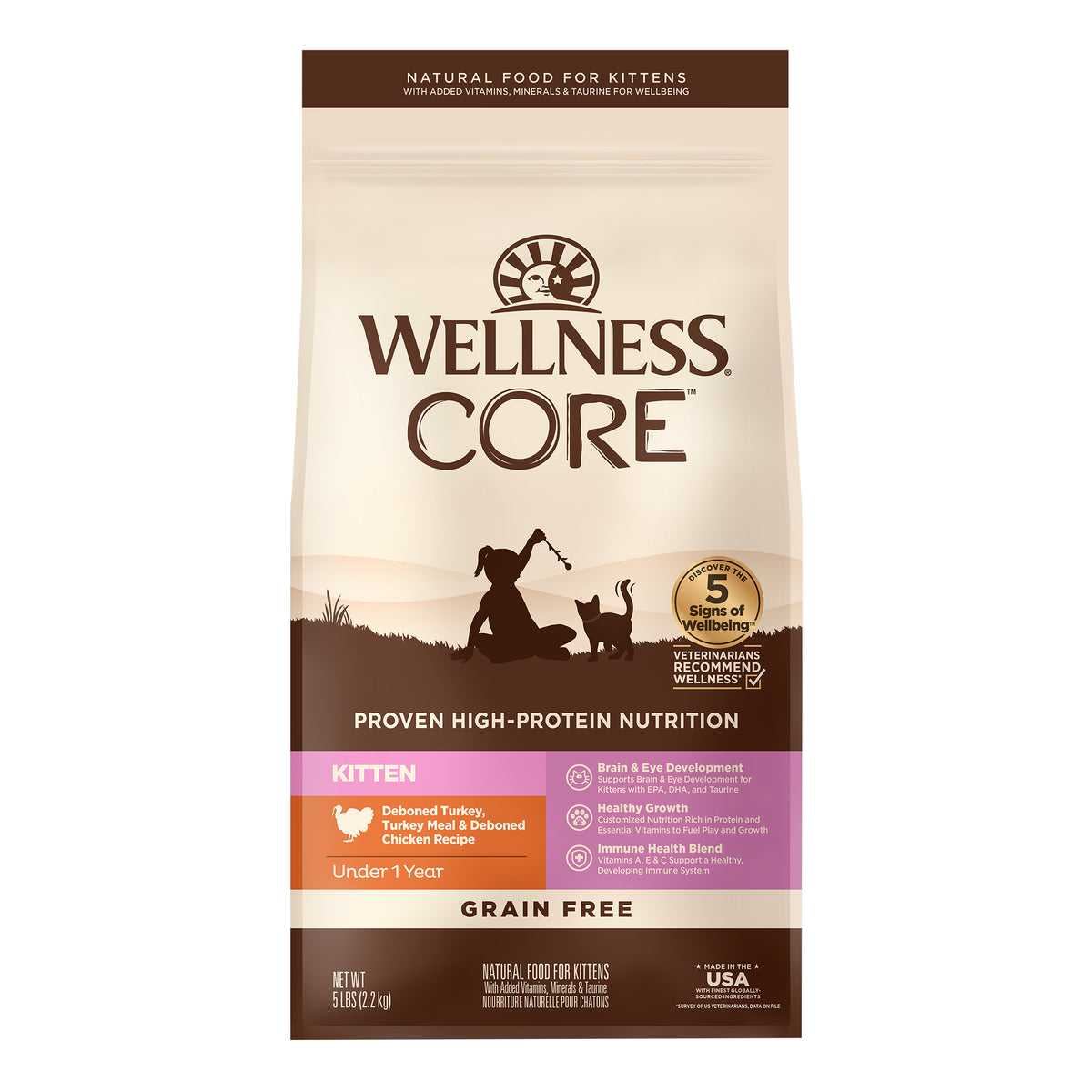 Wellness CORE Kitten Turkey & Chicken Grain Free Dry Cat Food 5lb