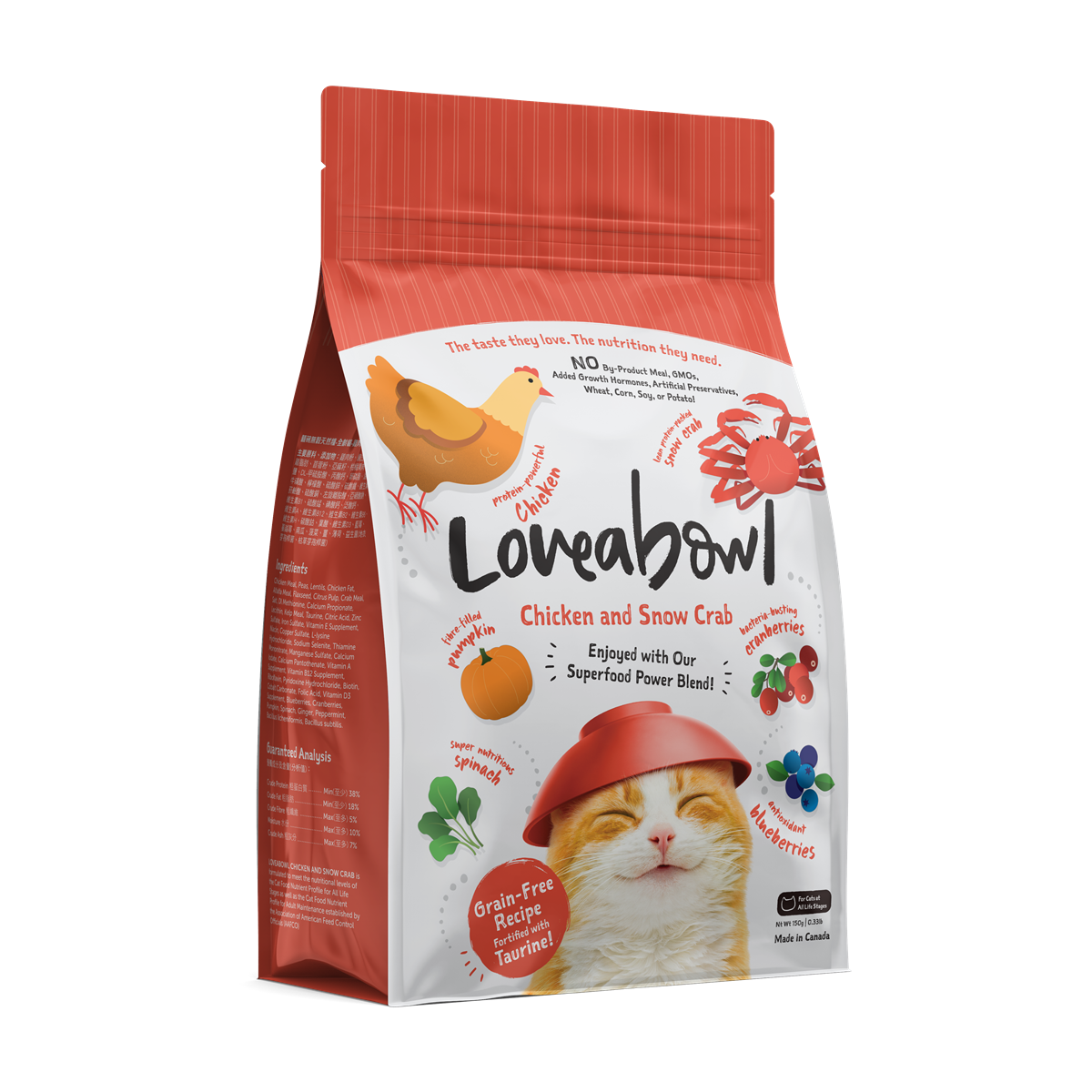 Loveabowl Chicken & Snow Crab Grain-Free Dry Cat Food 150g/1kg/4.1kg/9.07kg