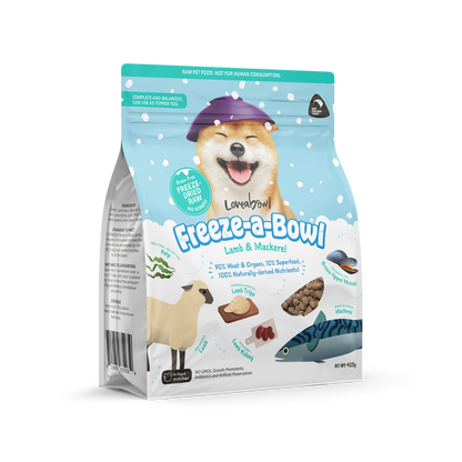 Loveabowl Freeze-A-Bowl Lamb & Mackerel Grain-Free Freeze-Dried Raw Dog Food 140g/425g