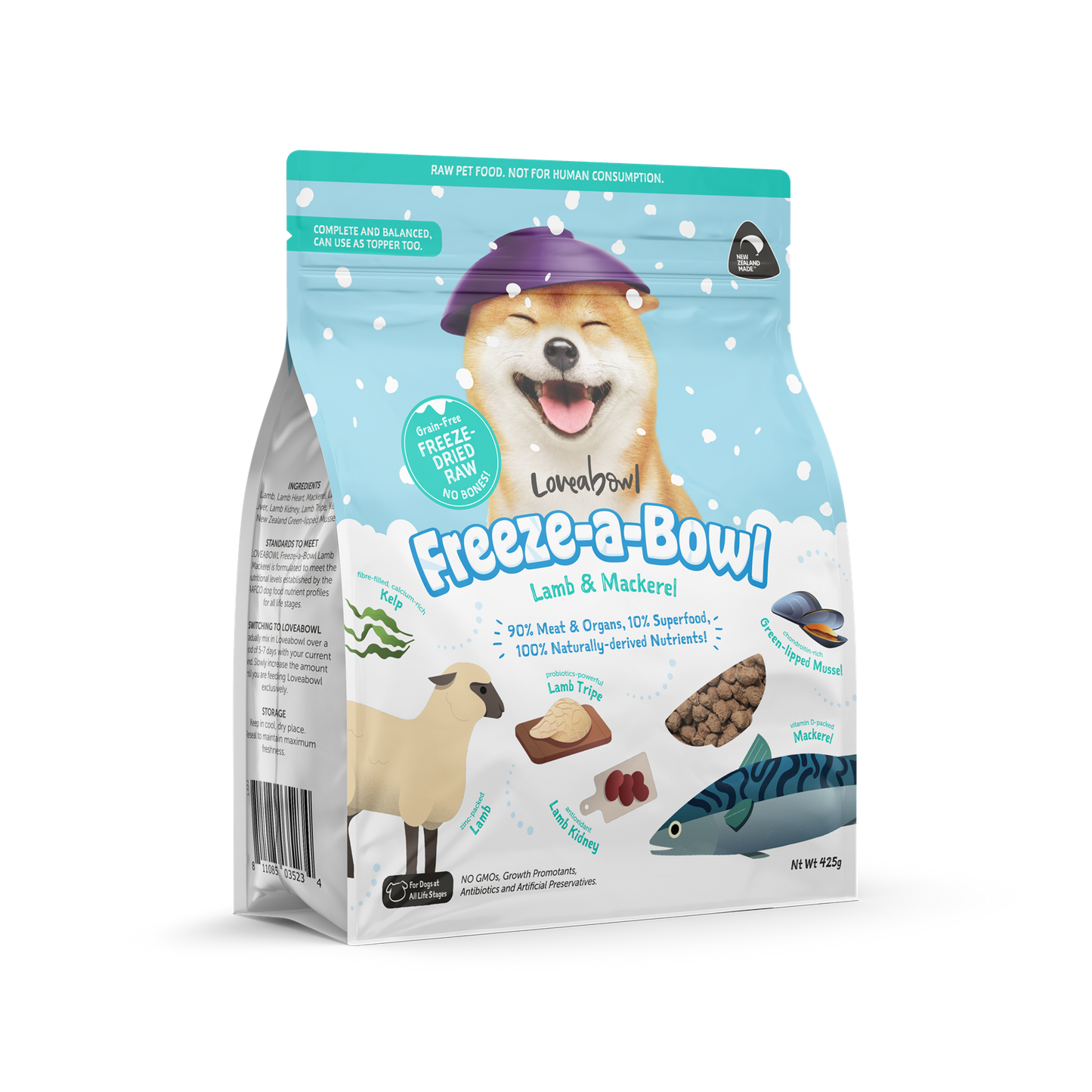 Loveabowl Freeze-A-Bowl Lamb & Mackerel Grain-Free Freeze-Dried Raw Dog Food 140g/425g