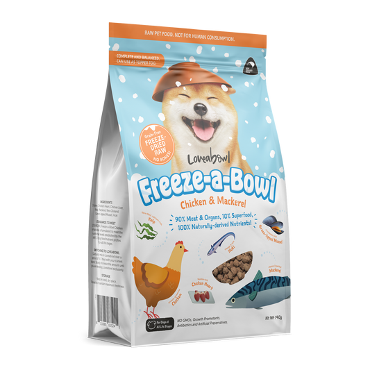 Loveabowl Freeze-A-Bowl Chicken & Mackerel Grain-Free Freeze-Dried Raw Dog Food 140g/425g