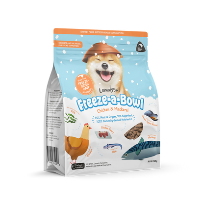 Loveabowl Freeze-A-Bowl Chicken & Mackerel Grain-Free Freeze-Dried Raw Dog Food 140g/425g