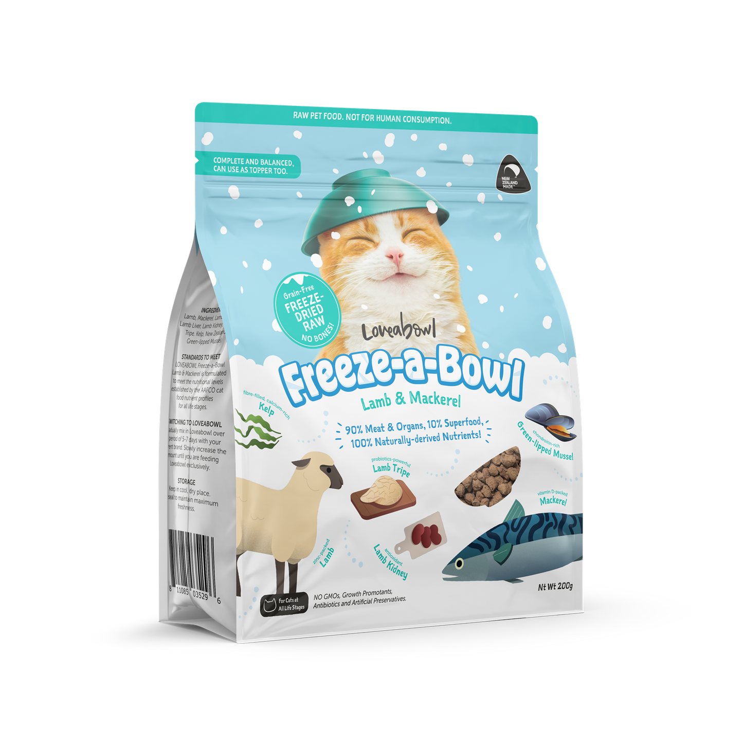 Loveabowl Freeze-A-Bowl Lamb & Mackerel Grain-Free Freeze-Dried Raw Cat Food 85g/200g