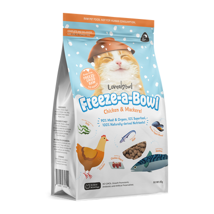 Loveabowl Freeze-A-Bowl Chicken & Mackerel Grain-Free Freeze-Dried Raw Cat Food 85g/200g