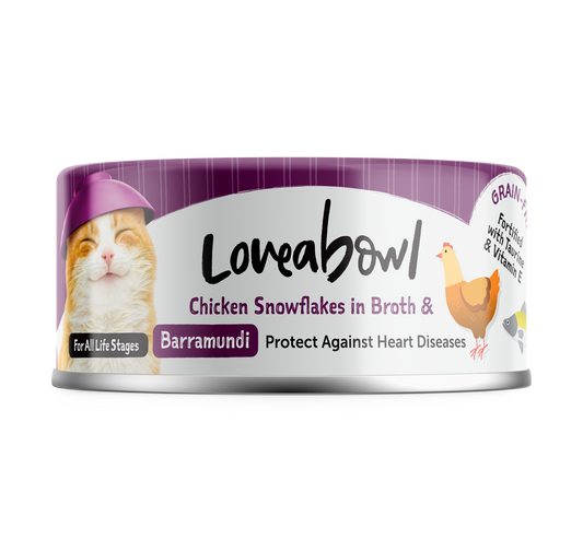 Loveabowl Chicken Snowflakes In Broth With Barramundi Canned Cat Food 70g - 24cans