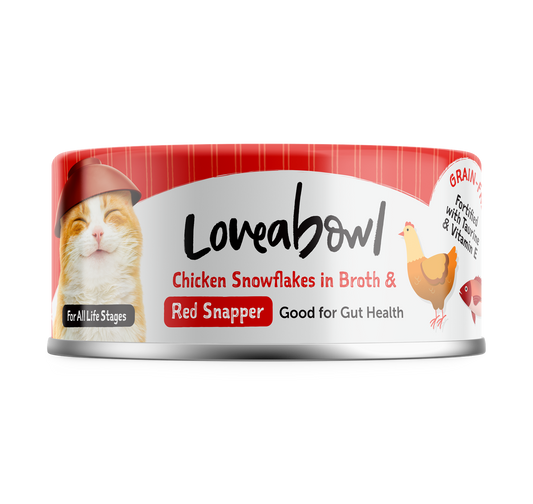 Loveabowl Chicken Snowflakes In Broth With Red Snapper Canned Cat Food 70g - 24cans