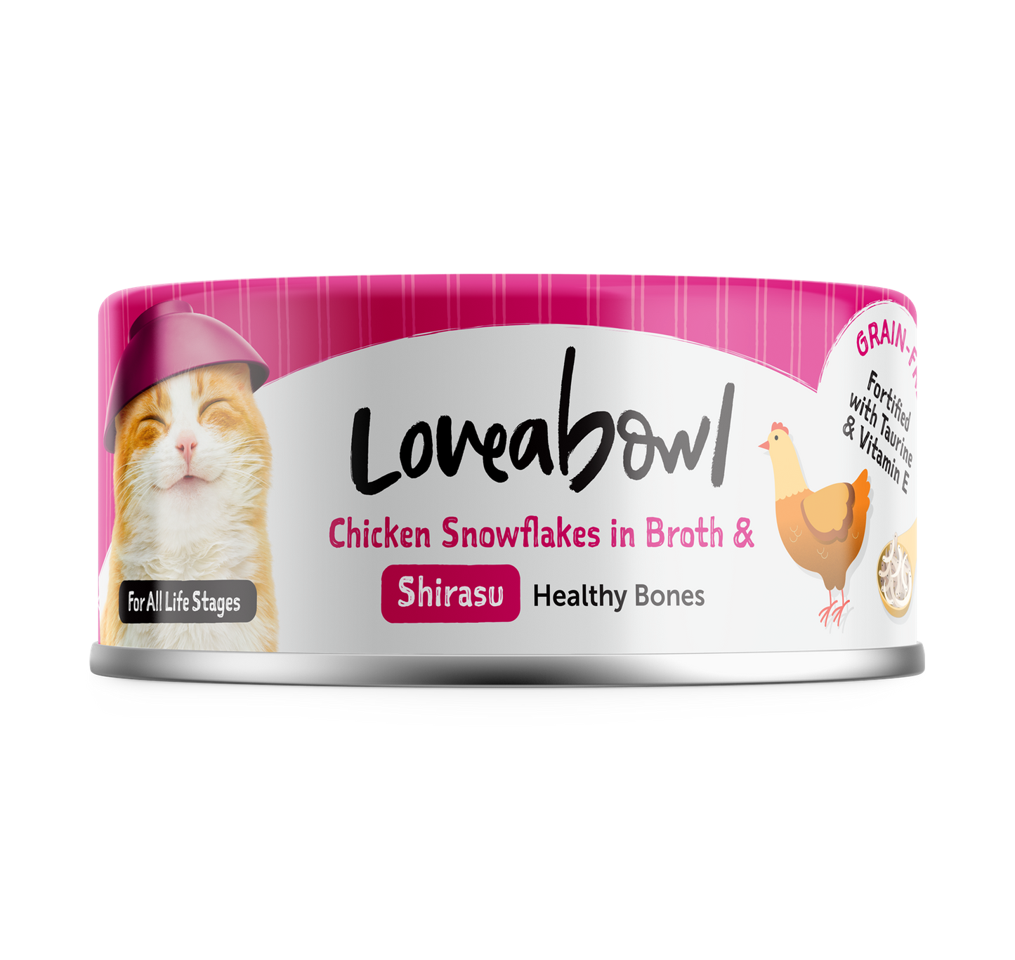 Loveabowl Chicken Snowflakes In Broth With Shirasu Canned Cat Food 70g - 24cans