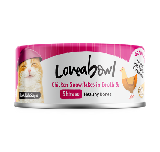 Loveabowl Chicken Snowflakes In Broth With Shirasu Canned Cat Food 70g - 24cans