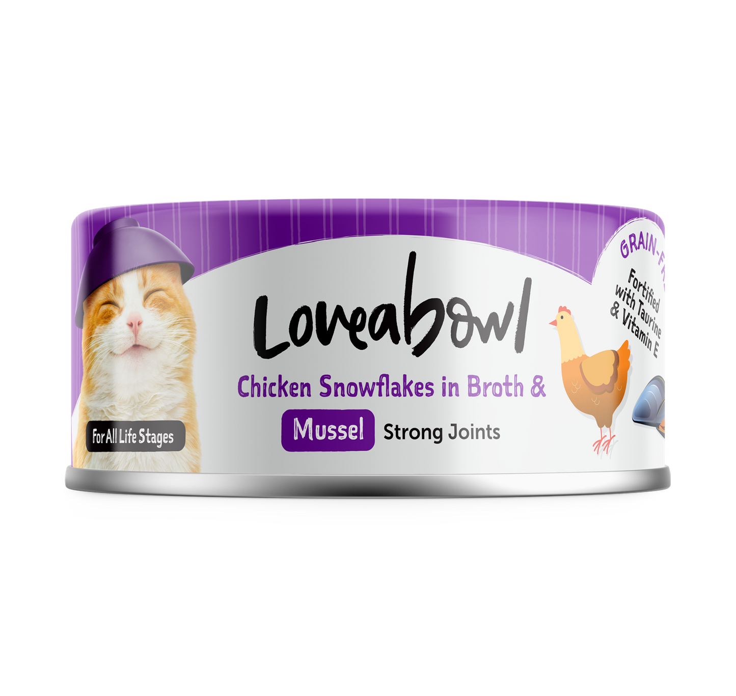 Loveabowl Chicken Snowflakes In Broth With Mussel Canned Cat Food 70g - 24cans