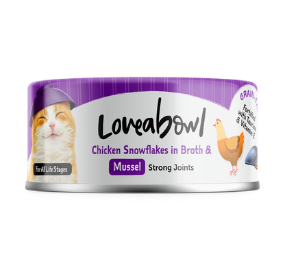 Loveabowl Chicken Snowflakes In Broth With Mussel Canned Cat Food 70g - 24cans