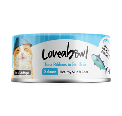 Loveabowl Tuna Ribbons In Broth With Salmon Canned Cat Food 70g - 24cans