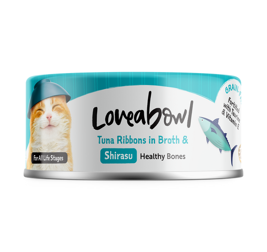 Loveabowl Tuna Ribbons In Broth With Shirasu Canned Cat Food 70g - 24cans