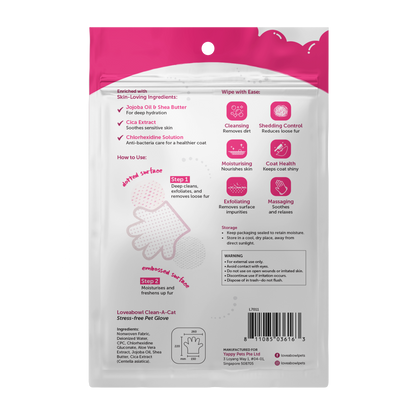 Loveabowl Clean A Cat Stress Free Grooming Gloves with Cica 2pcs