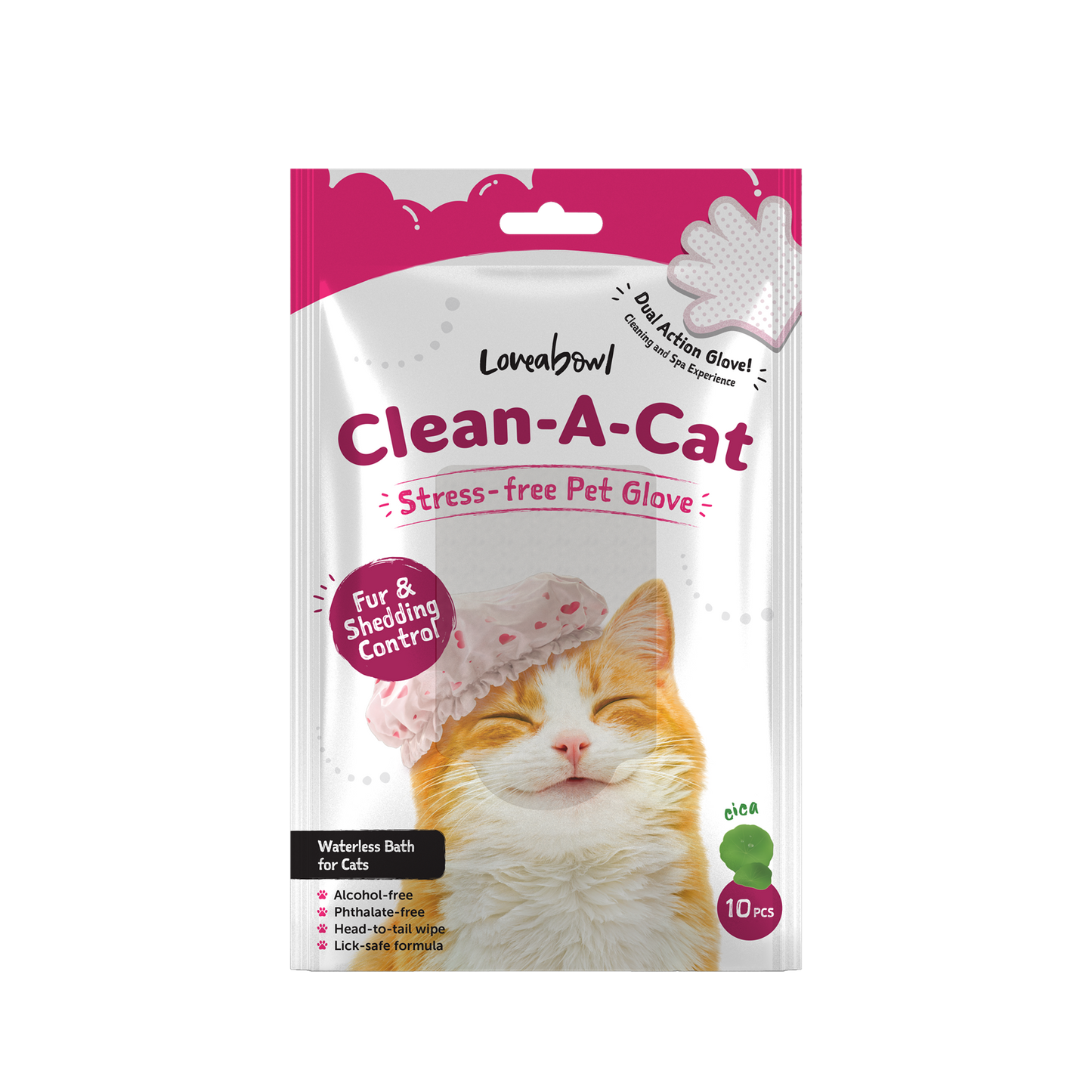 Loveabowl Clean A Cat Stress Free Grooming Gloves with Cica 10pcs