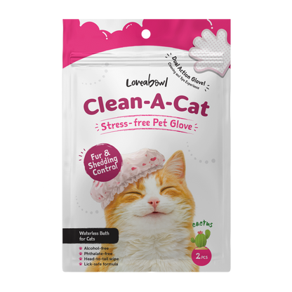 Loveabowl Clean A Cat Stress Free Grooming Gloves with Cactus 2pcs