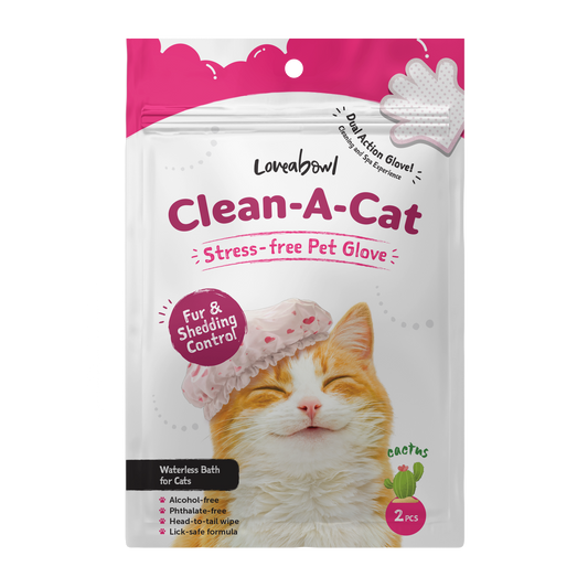 Loveabowl Clean A Cat Stress Free Grooming Gloves with Cactus 2pcs