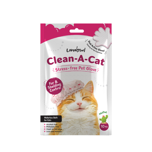 Loveabowl Clean A Cat Stress Free Grooming Gloves with Cactus 10pcs