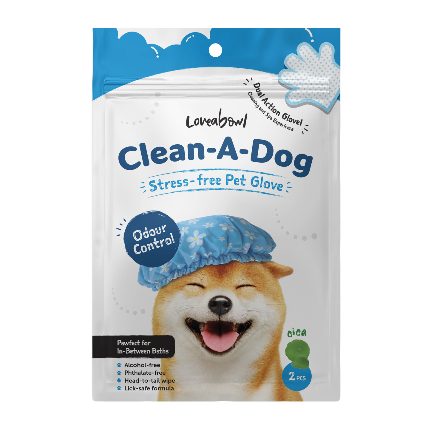 Loveabowl Clean A Dog Stress Free Grooming Gloves with Cica 2pcs