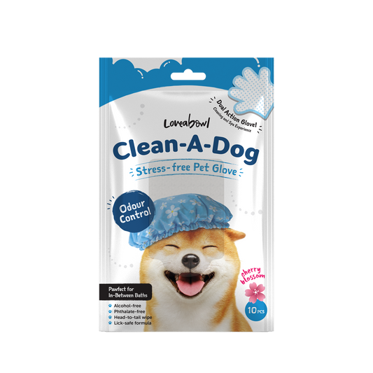 Loveabowl Clean A Dog Stress Free Grooming Gloves Cherry Blossom 10pcs