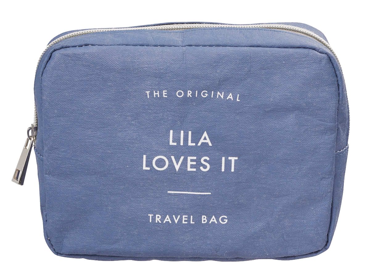 Lila Loves It Beauty Bag Jute Dog Accessories Storage Travel Pouch-Blue