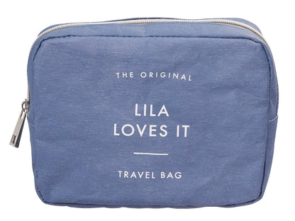 Lila Loves It Beauty Bag Jute Dog Accessories Storage Travel Pouch-Blue