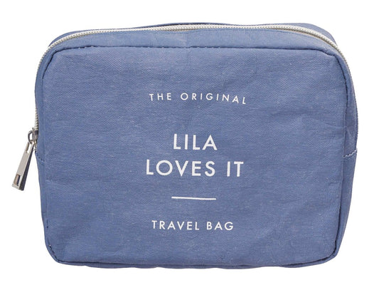 Lila Loves It Beauty Bag Jute Dog Accessories Storage Travel Pouch-Blue
