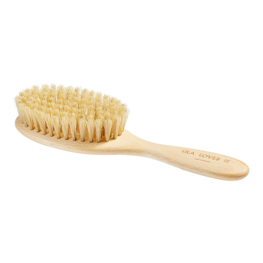 Lila Loves It Puppy Brush with Soft Natural Bristles and Beech Wood Handle