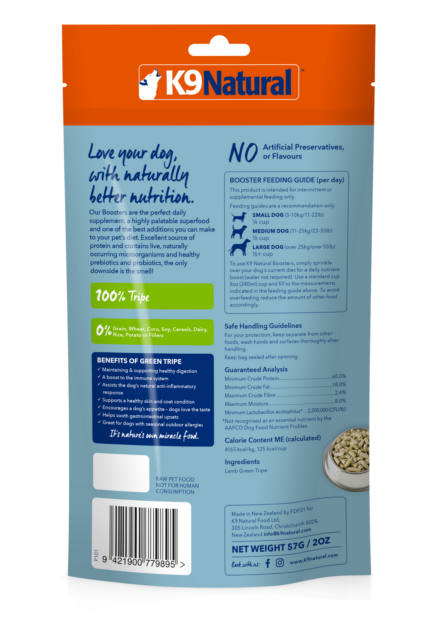 K9 Natural Freeze-Dried Lamb Green Tripe Booster for Dogs – 57g / 200g / 700g