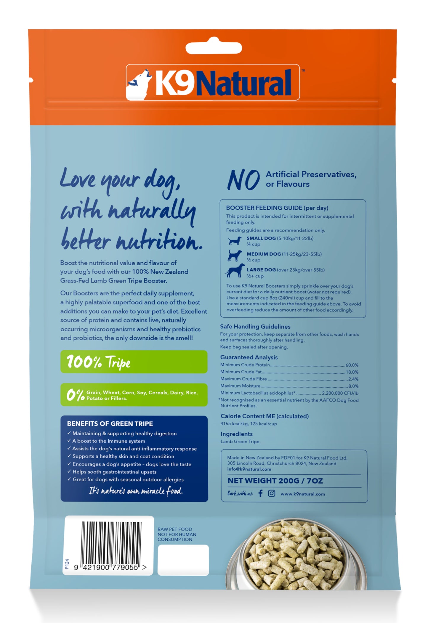 K9 Natural Freeze-Dried Lamb Green Tripe Booster for Dogs – 57g / 200g / 700g