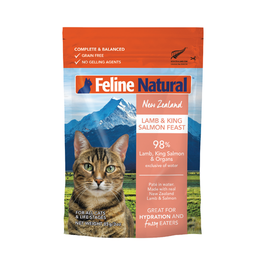Feline Natural Lamb & Salmon Wet Cat Food – 12 x 85g Pouches