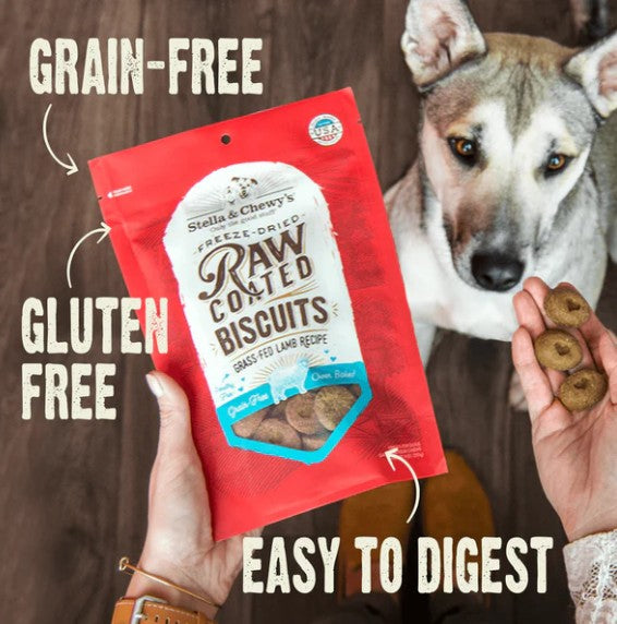 Stella & Chewy’s Grass Fed Lamb Raw Coated Biscuits for Dogs 9oz