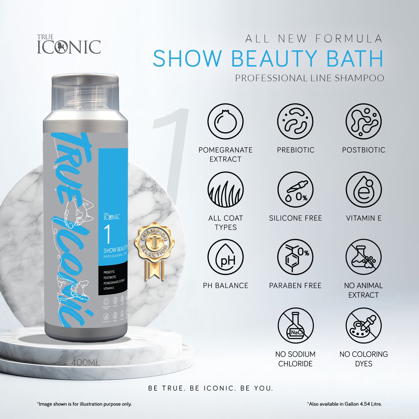 True Iconic Show Beauty Bath Gentle Dog Shampoo for Sensitive Skin 1 Gallon