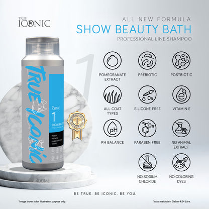 True Iconic Show Beauty Bath Gentle Dog Shampoo for Sensitive Skin 400ml