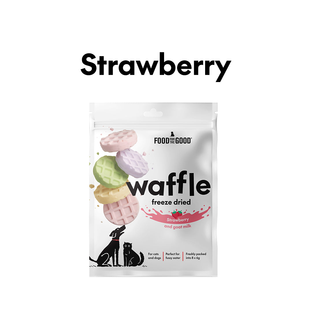 Food For The Good Freeze Dried Waffle Strawberry and Goat Milk Treats for Dogs and Cats 48g