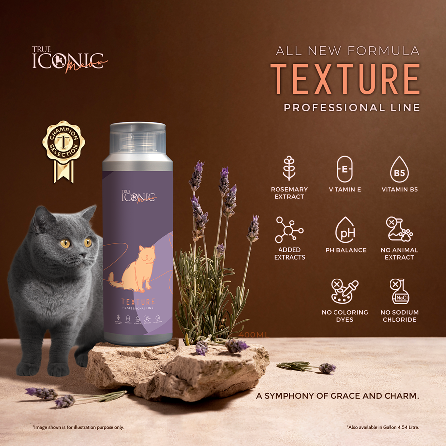 True Iconic Meow Texture Shampoo for Cats 1 Gallon Coat Definition and Volume