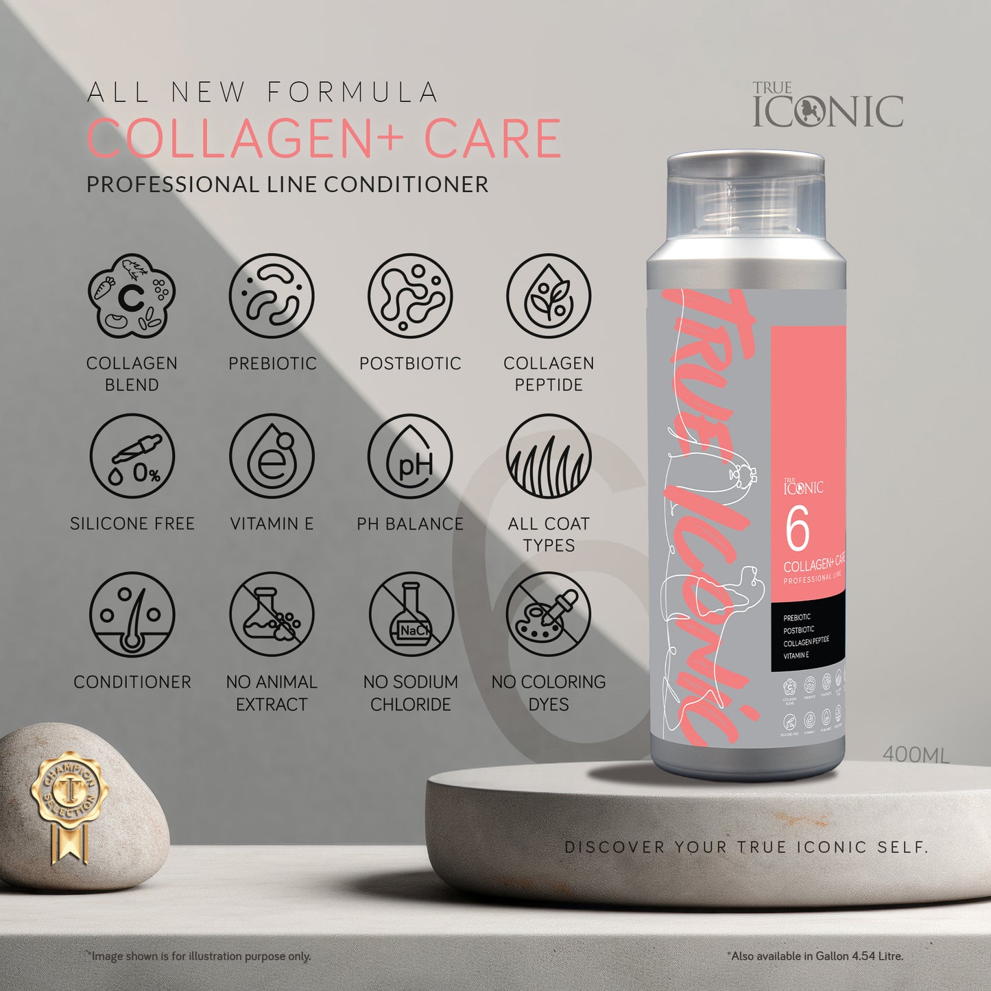 True Iconic Collagen Plus Care Dog Conditioner for Silky Smooth Coats 1 Gallon