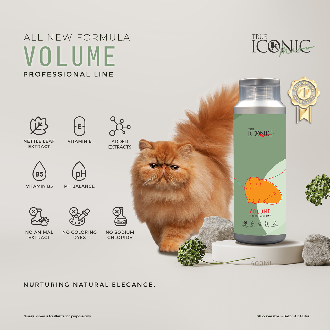 True Iconic Meow Volume Shampoo for Cats 1 Gallon Fuller Thicker Coats