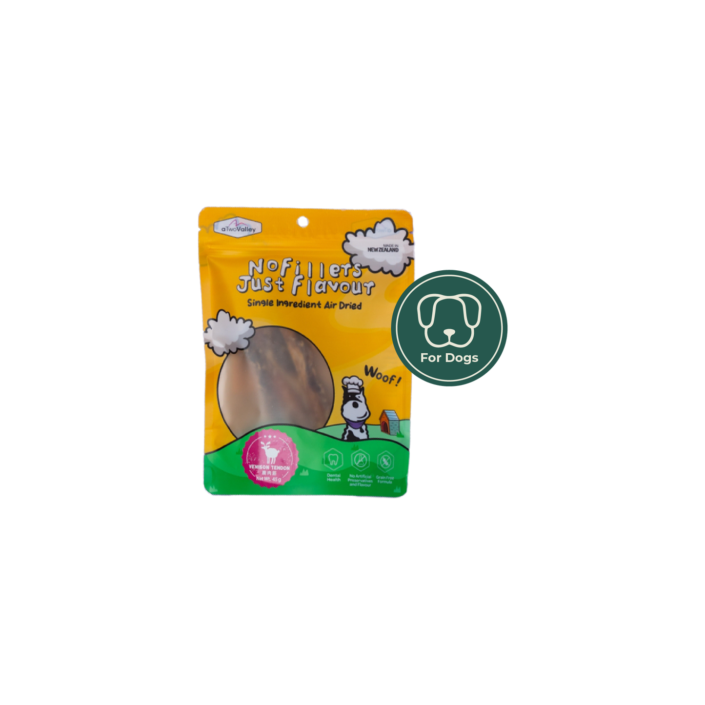 aTwoValley Air-Dried Venison Tendon Dog Chew – 45g