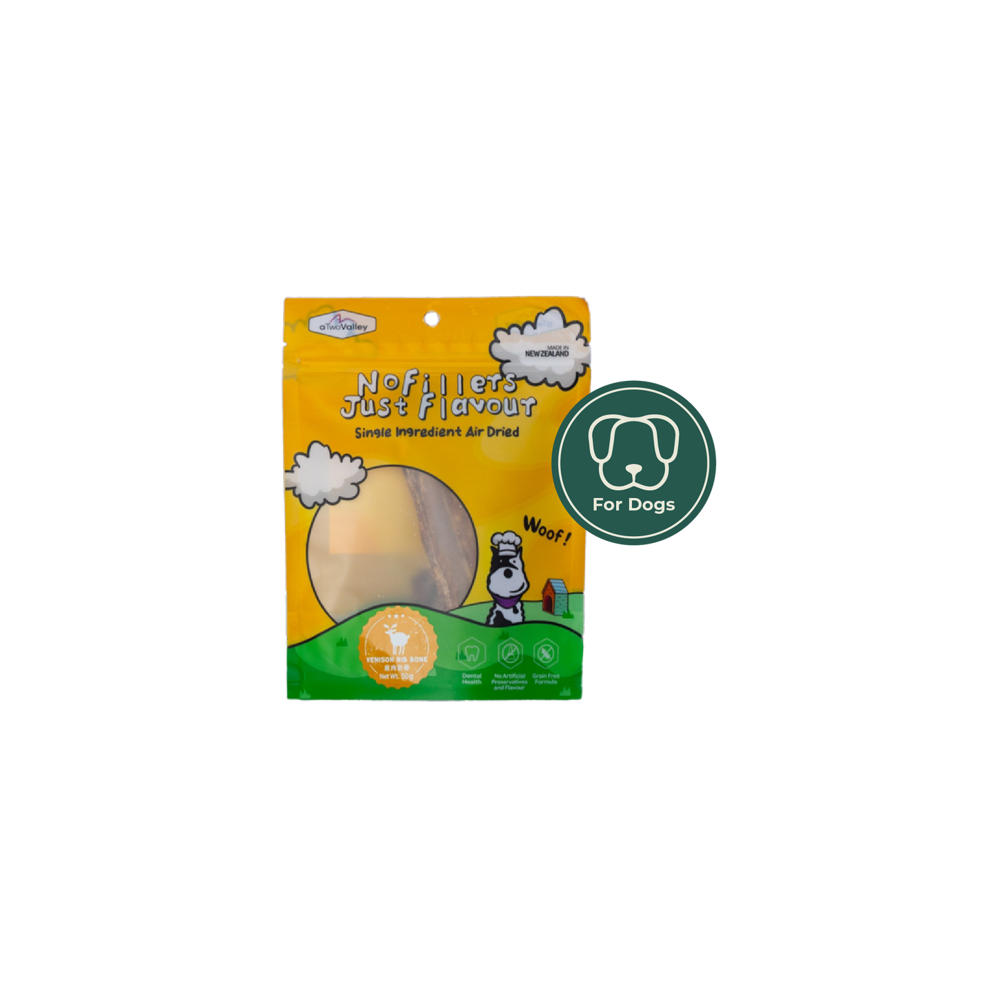 aTwoValley Air-Dried Venison Rib Bone for Dogs – 50g