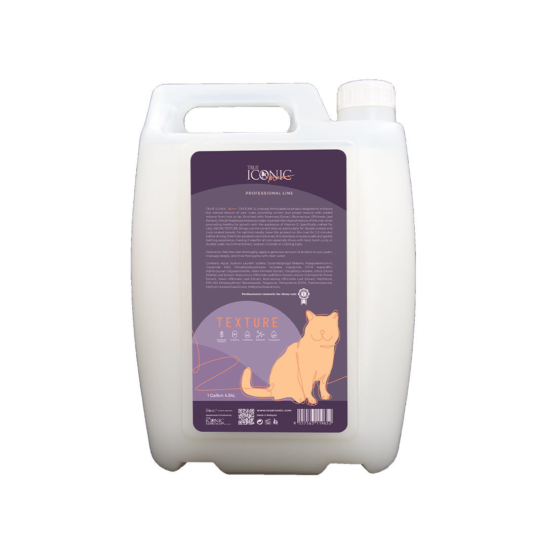 True Iconic Meow Texture Shampoo for Cats 1 Gallon Coat Definition and Volume