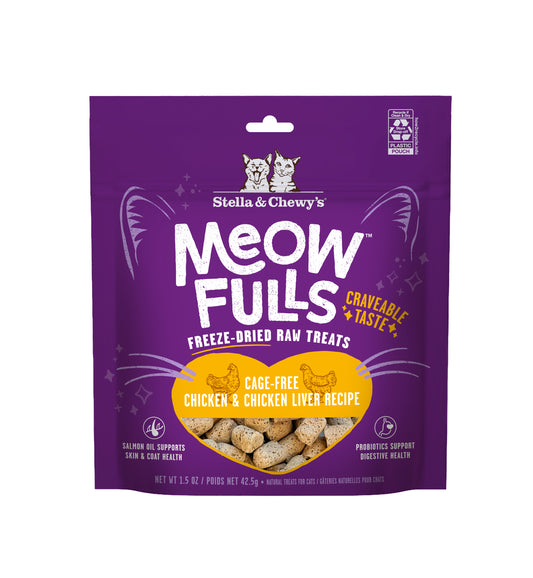 Stella and Chewy’s Meowfulls Freeze Dried Cat Treats Chicken and Chicken Liver 1.5oz