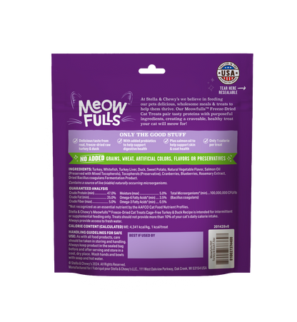 Stella and Chewy’s Meowfulls Freeze Dried Cat Treats Turkey and Duck Recipe 1.5oz
