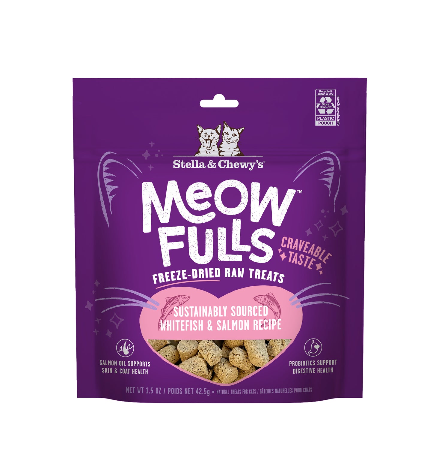 Stella and Chewy’s Meowfulls Freeze Dried Cat Treats Whitefish and Salmon 1.5oz